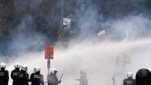 Water Cannon, Tear Gas At COVID-19 Protests In Brussels