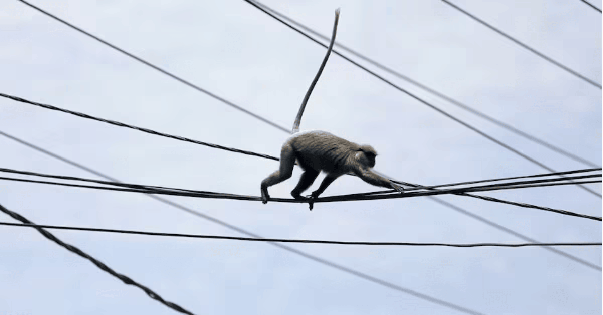 monkey moving on grid wires