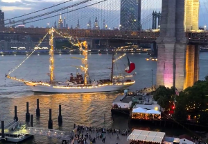 Two dead as Mexican Navy ship crashes into Brooklyn Bridge.