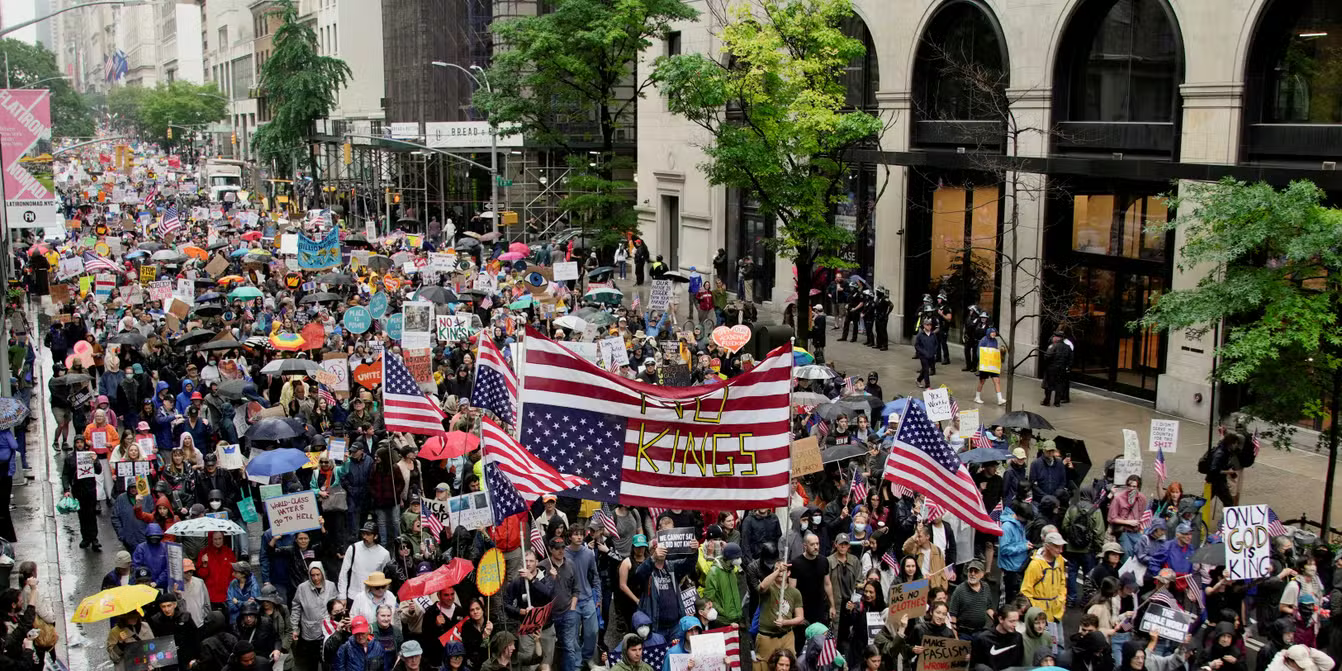 Mass protests against Trump across US as president holds military parade.