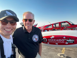 Pilots take off on friendship flight to commemorate 80th anniversary of atomic bombings of Japan.