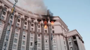 Zelensky condemns 'ruthless attack' after Russia hits main government building in Kyiv.