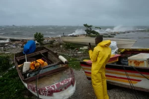 Hurricane makes landfall in Jamaica.