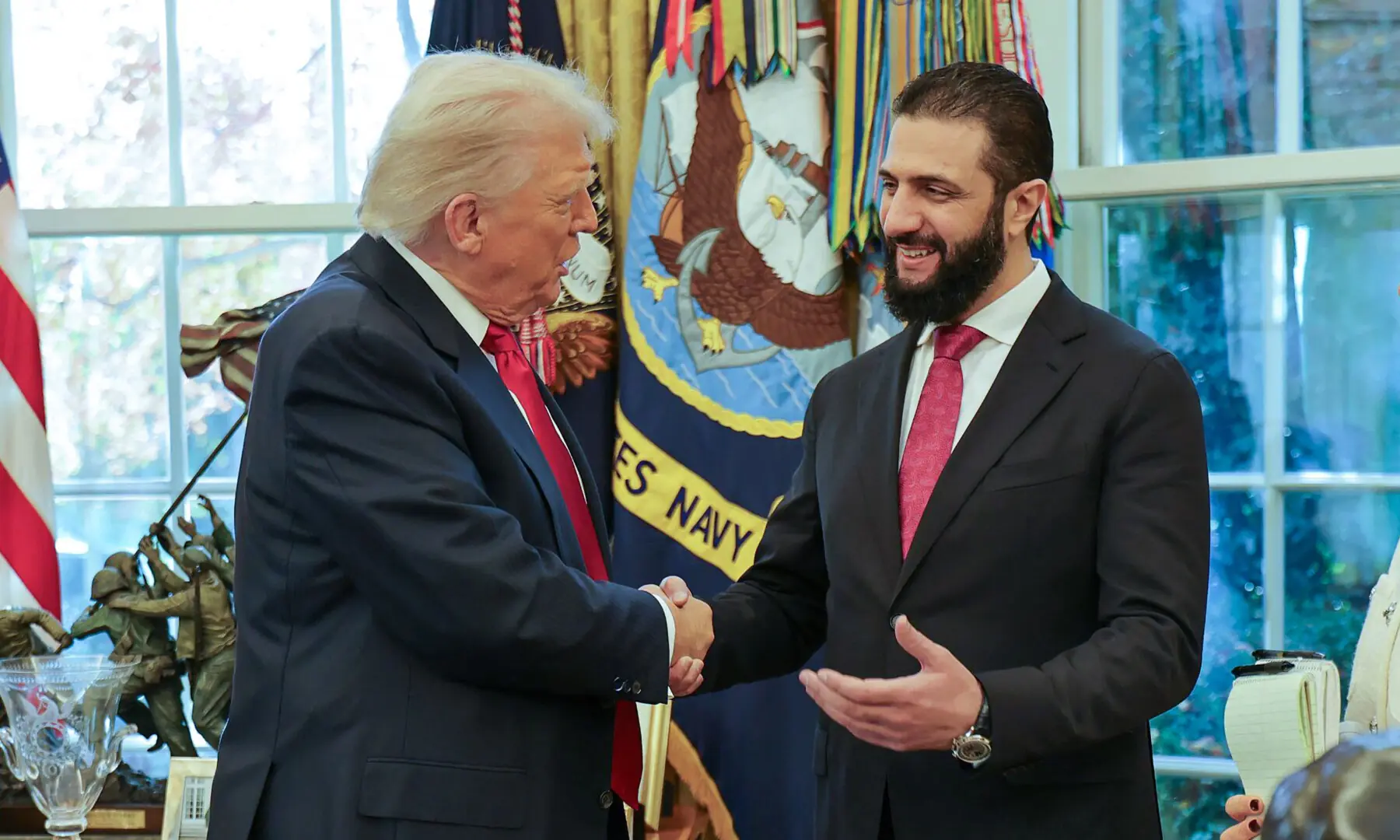 Syria joins alliance against IS after Sharaa-Trump talks.