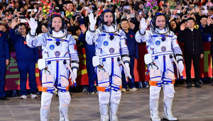 China sends its youngest astronaut and four black mice to ‘Heavenly Palace’ space station.