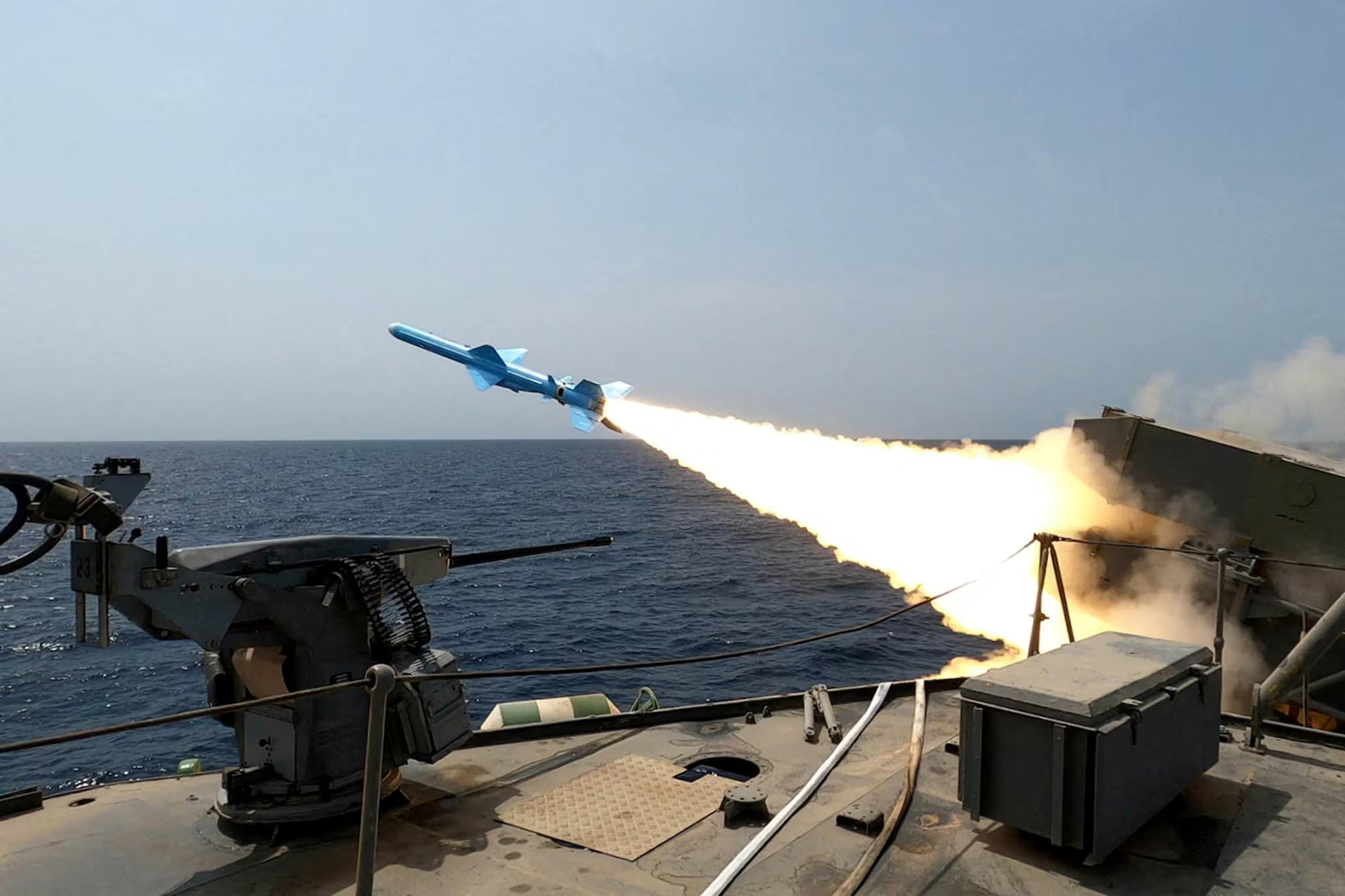 Iran holds drills in Gulf, firing ballistic missiles at simulated targets.