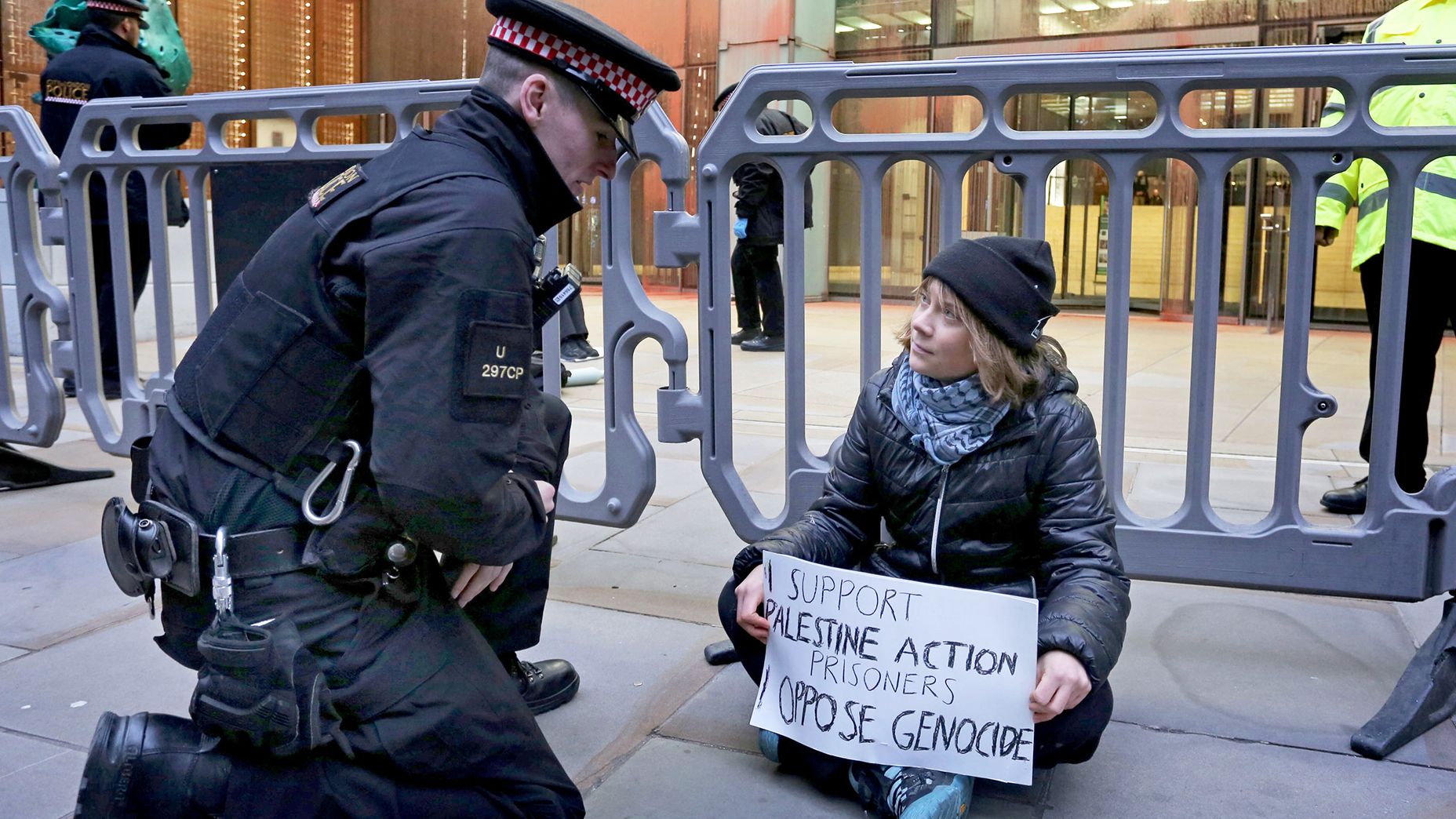 The protest was in support of Palestine Action prisoners on hunger strike.