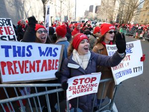150,000 nurses on largest-ever strike in New York City.