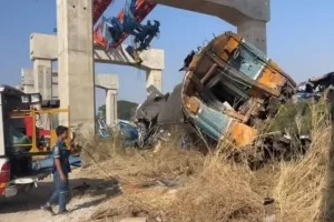 At least 22 killed as crane collapse derails train in Thailand.