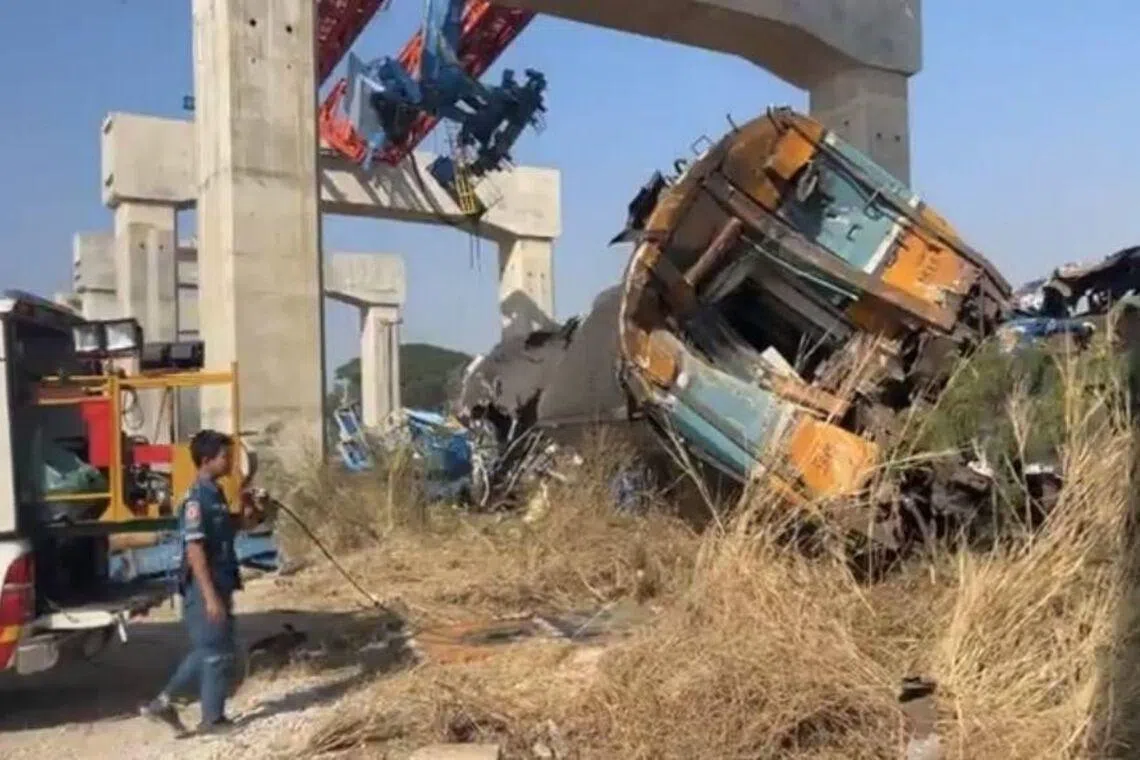 At least 22 killed as crane collapse derails train in Thailand.