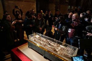 Bones of St Francis of Assisi go on public display in Italy.