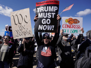 No Kings protesters across the US rally against Donald Trump.