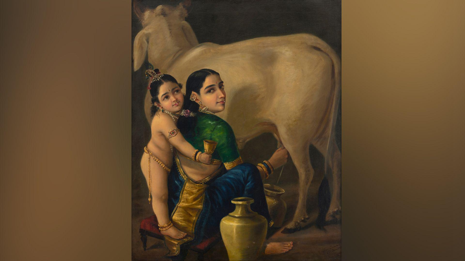 Raja Ravi Varma painted Yashoda and Krishna in the 1890s.