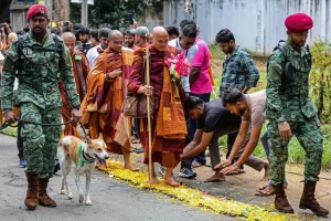 Monk ends barefoot Sri Lanka trek with plea for peace.