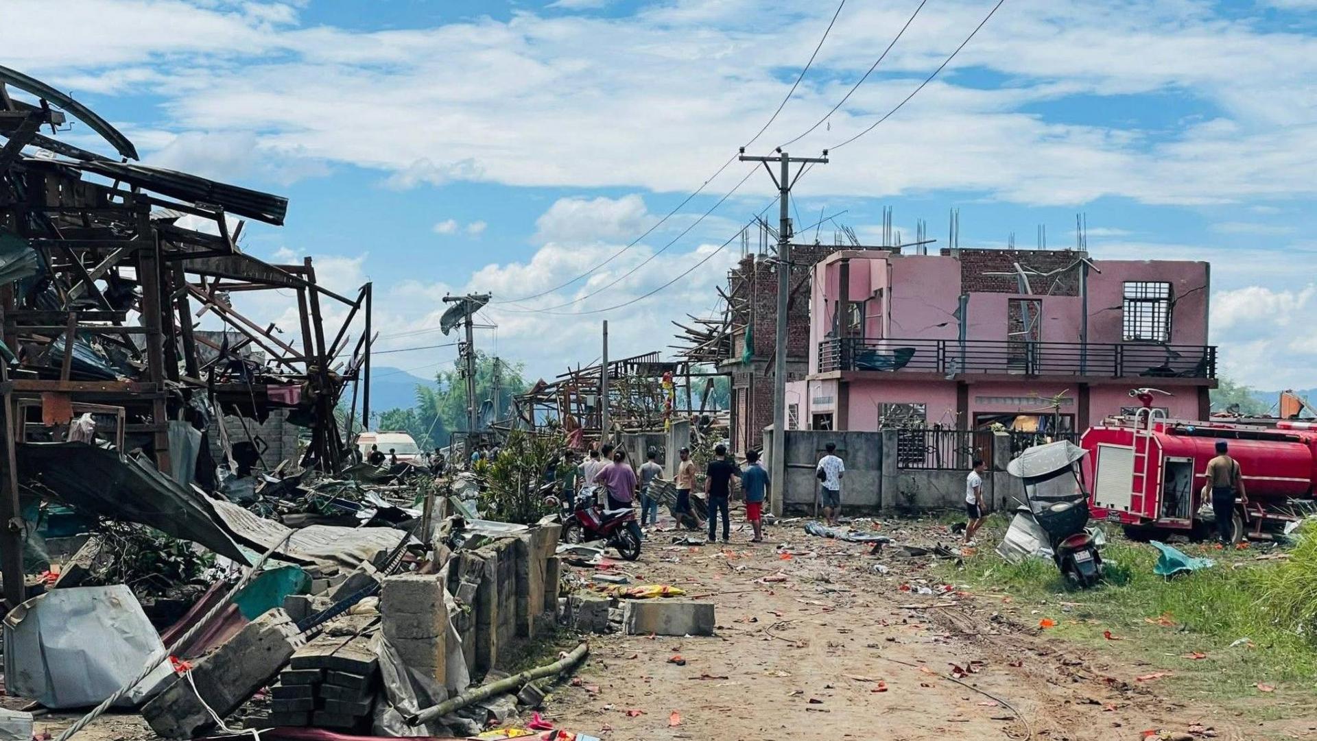Huge blast kills dozens in rebel-held village in Myanmar.