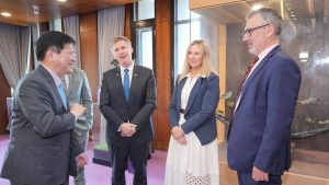 The New Zealand lawmakers travelled to Taiwan in May, where they met Taiwan's foreign minister Lin Chia-lung (L).