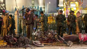 Thai court sentences two men to death over Bangkok shrine bombing.