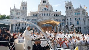 Local organisers and the Vatican said 1.2m people lined Madrid's streets.