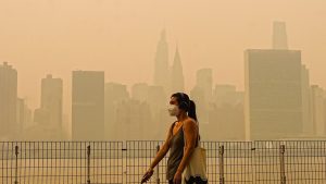 Smoke from the massive wildfires has cast an orange haze over New York City.