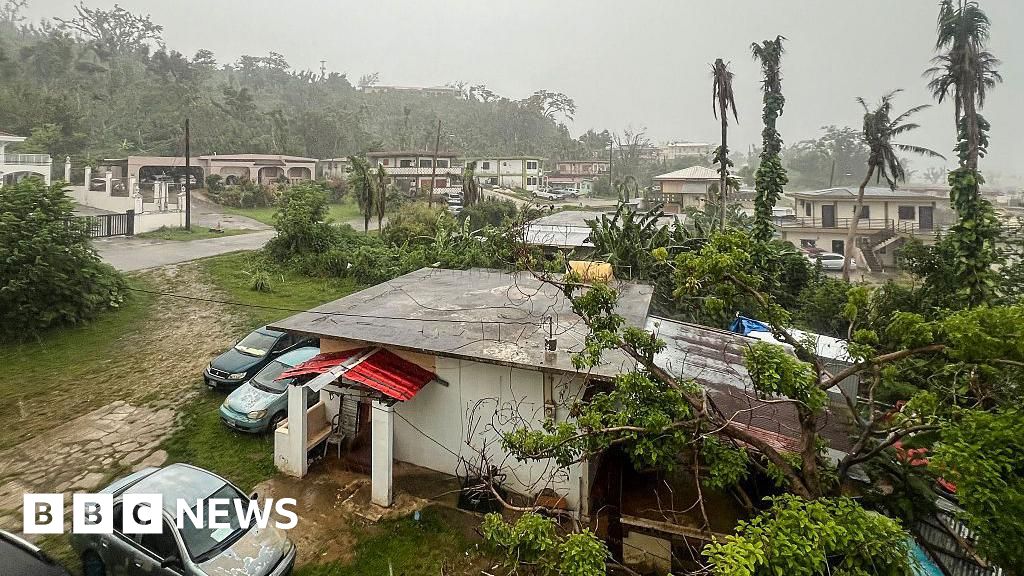 Rain falls in Saipan, Northern Mariana Islands, ahead of super typhoon Bavi's arrival.