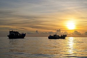 File picture of boats carrying Rohingyas off the coast of Aceh, Indonesia.