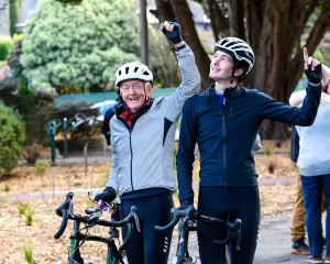 Bob Montgomery completed the charity ride with his grandson.