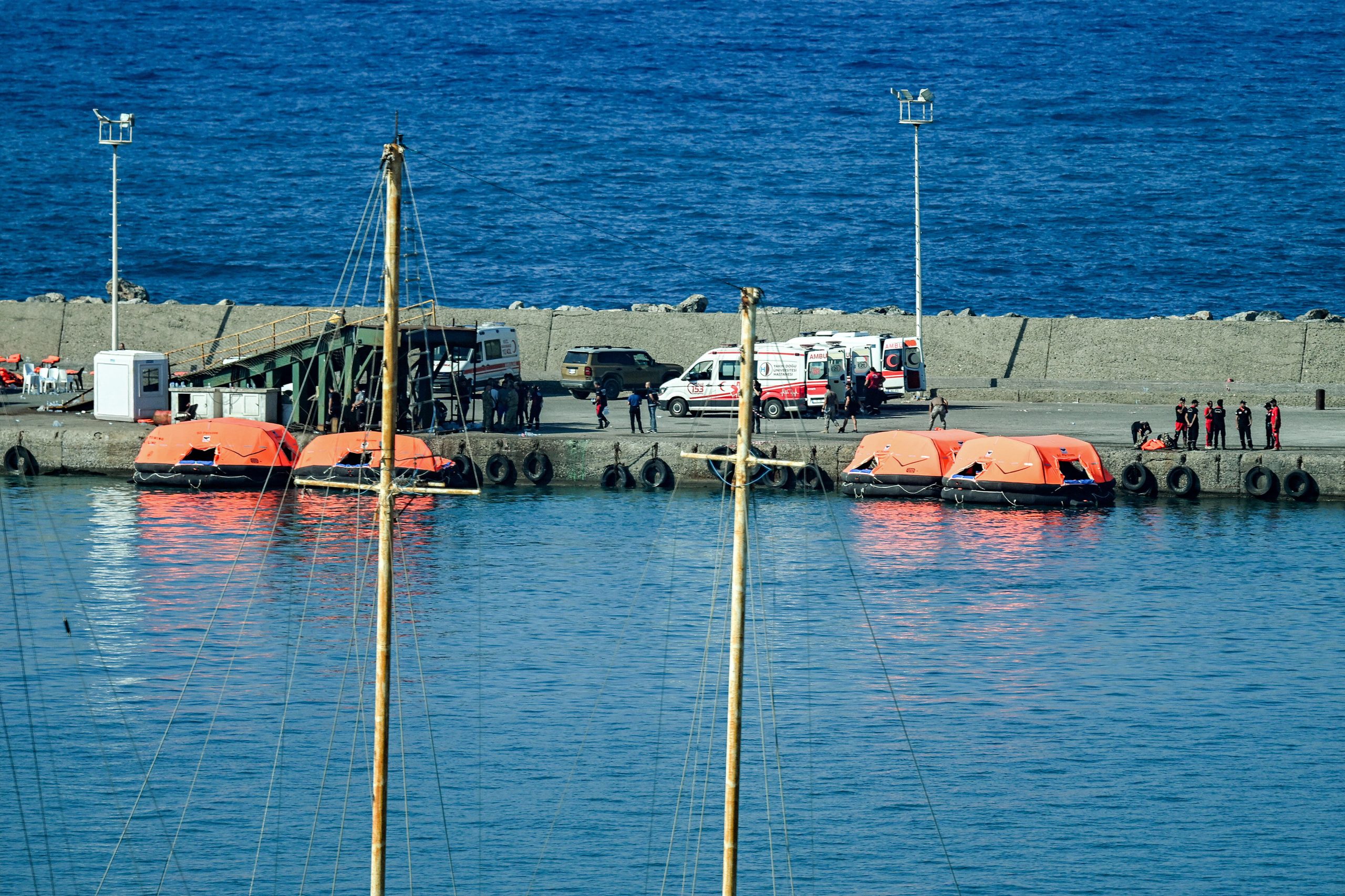 Eight killed and others missing after ferry capsizes off northern Cyprus.