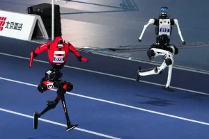 Chinese robots beat Usain Bolt's 100m world record at Beijing games.