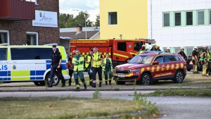 Two teenagers seriously injured after sword attack at Swedish school.