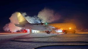 The Skytraders plane landed in Antarctica in total darkness and a temperature of -43°C.