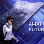 A visitor walks past a display reading "AI-DRIVEN FUTURE" during SEMICON Taiwan in Taipei, Taiwan, September 2, 2026.
