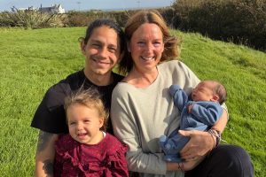 Jorge Suarez (top left), Alice Traill Ford (top right) with baby Duncan (right) and Hera Stone (left).