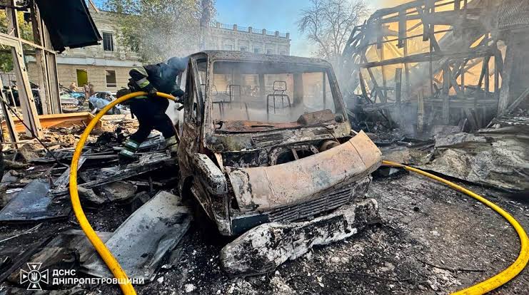 Four killed and 60 injured in Russian strike on shopping centre, Ukraine says.