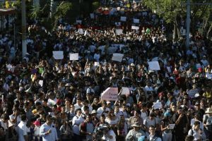 Thousands demand end to violence in Mexican cartel hotspot.