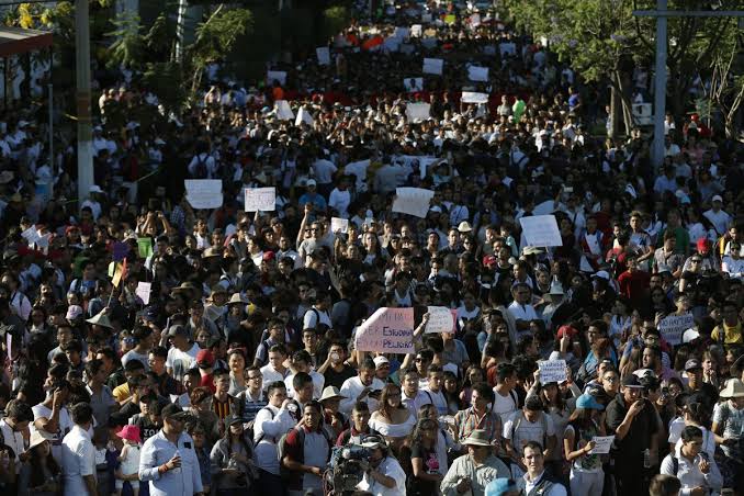 Thousands demand end to violence in Mexican cartel hotspot.