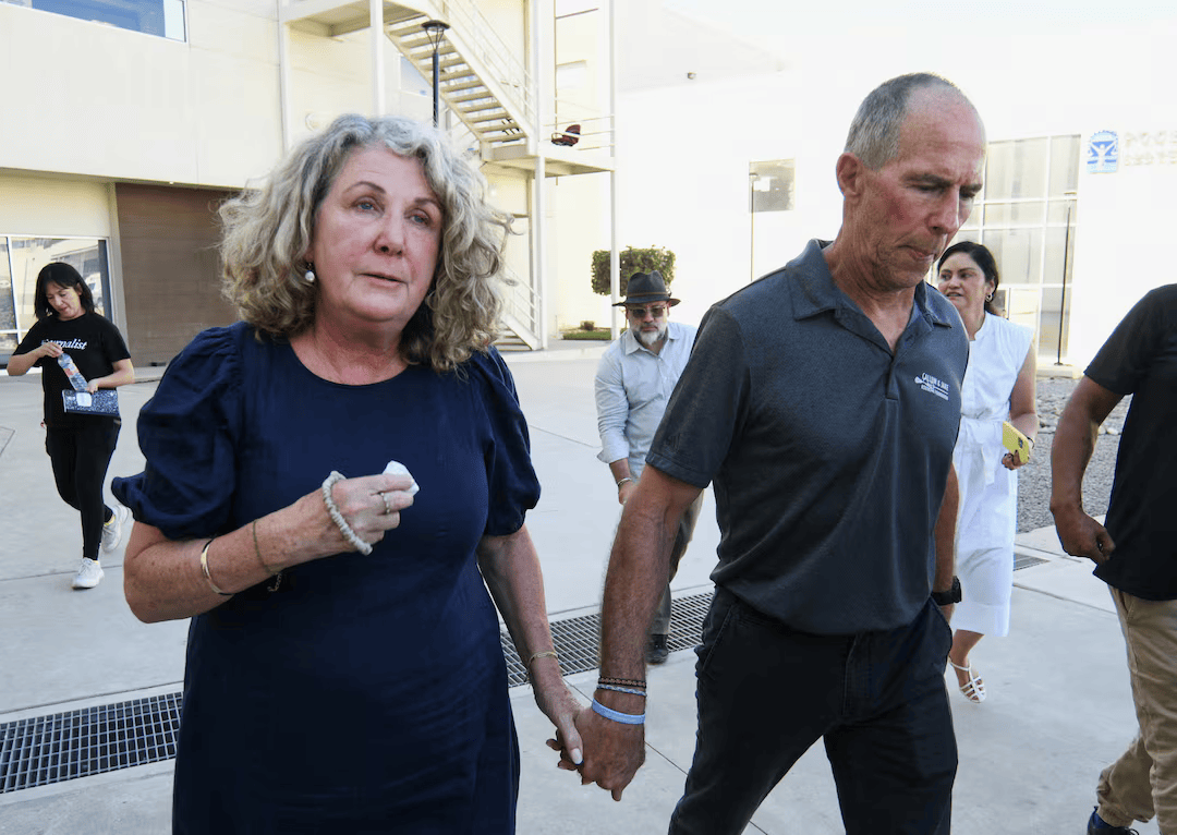 Martin and Debra Robinson, parents of Australian brothers Callum and Jake Robinson, who were killed during a surfing trip in April 2024.